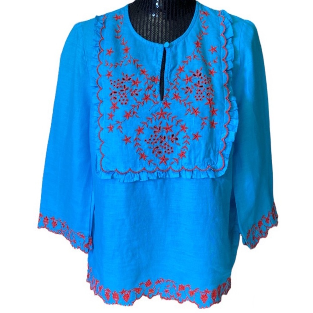 J. Crew Embroidered Linen Tunic
